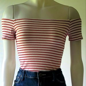 H&M Divided Basic Off The Shoulder Striped Top Size XS